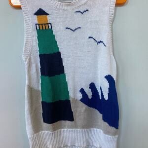 Robert Scott LTDVintage 90s Novelty Knit Beach Sweater Vest Top size Small